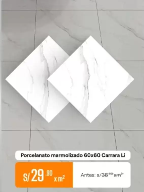 Porcelanato marmolizado 60x60 Carrara LI