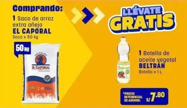 Beltrán - Saco de arroz extra añejo, Botella de aceite vegetal