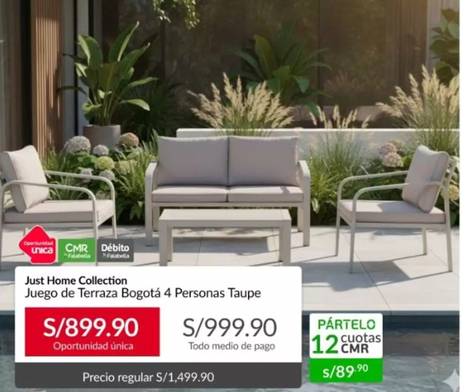 Juego de Terraza Bogotá 4 Personas Taupe