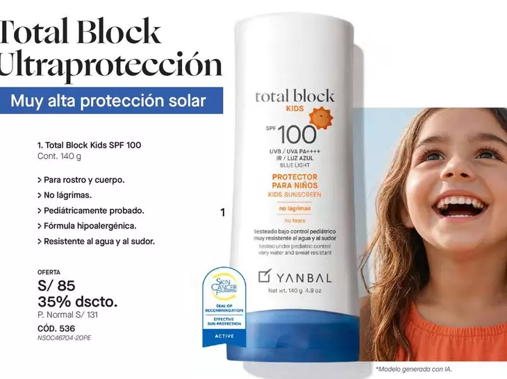 Yanbal - Total Block Kids SPF 100