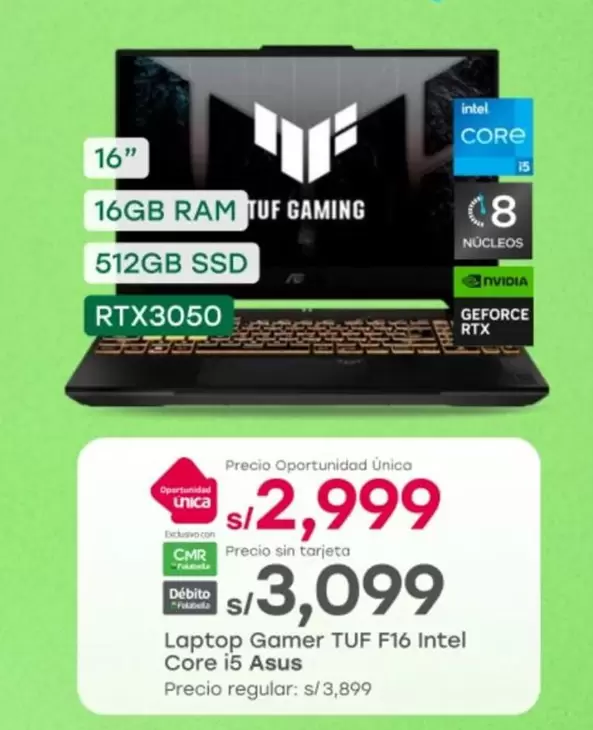 Asus - Laptop Gamer TUF F16 Intel Core i5