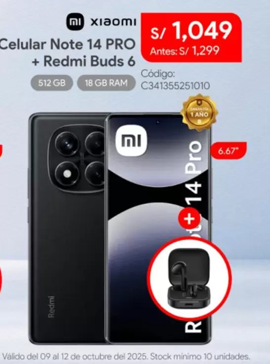 Xiaomi - Celular Note 14 PRO + Redmi Buds 6