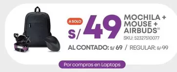 Solo - MOCHILA + MOUSE + AIRBUDS