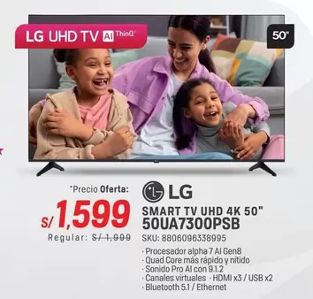 Lg - SMART TV UHD 4K 50" 50UA7300PSB