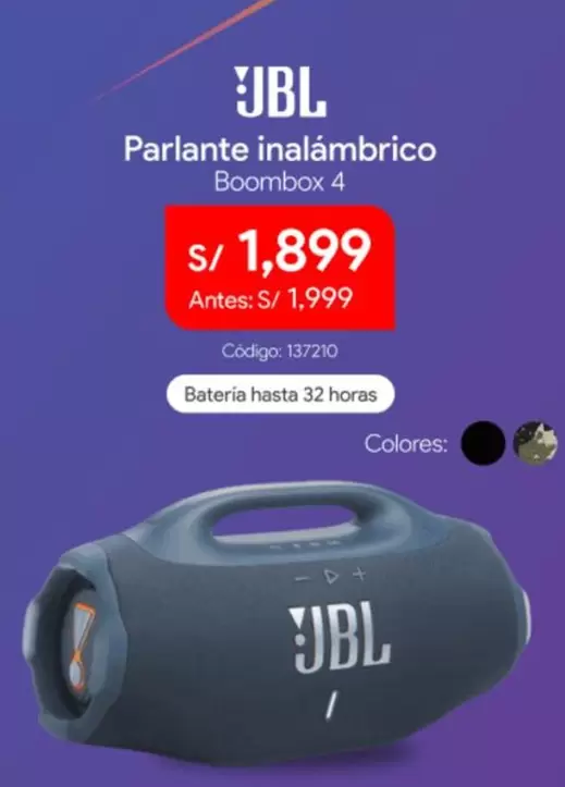 JBL - Parlante inalámbrico Boombox 4