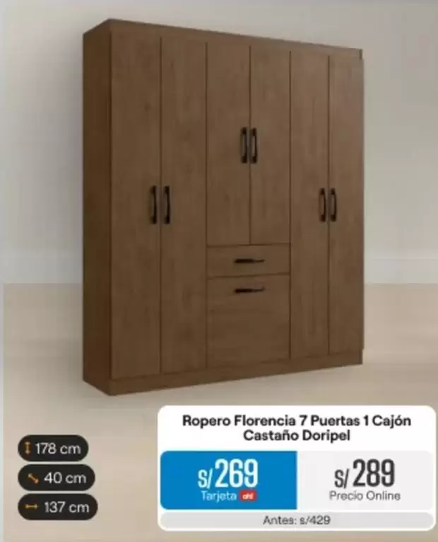 Ropero Florencia 7 Puertas 1 Cajón