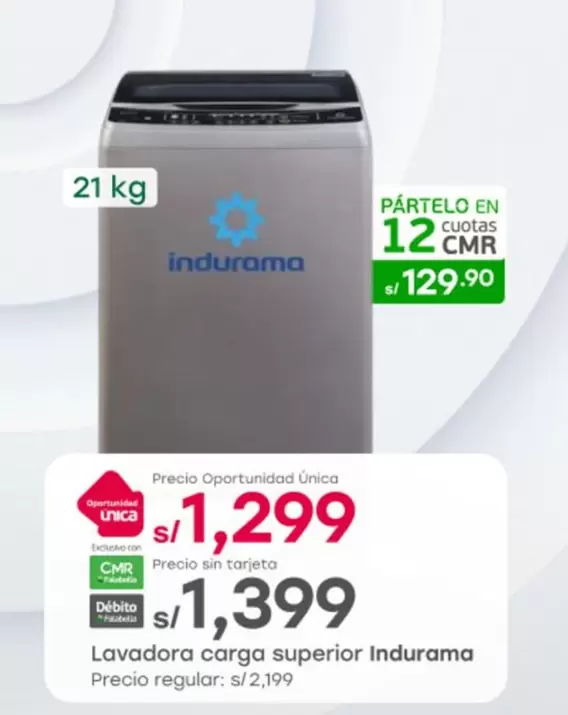 Indurama - Lavadora carga superior