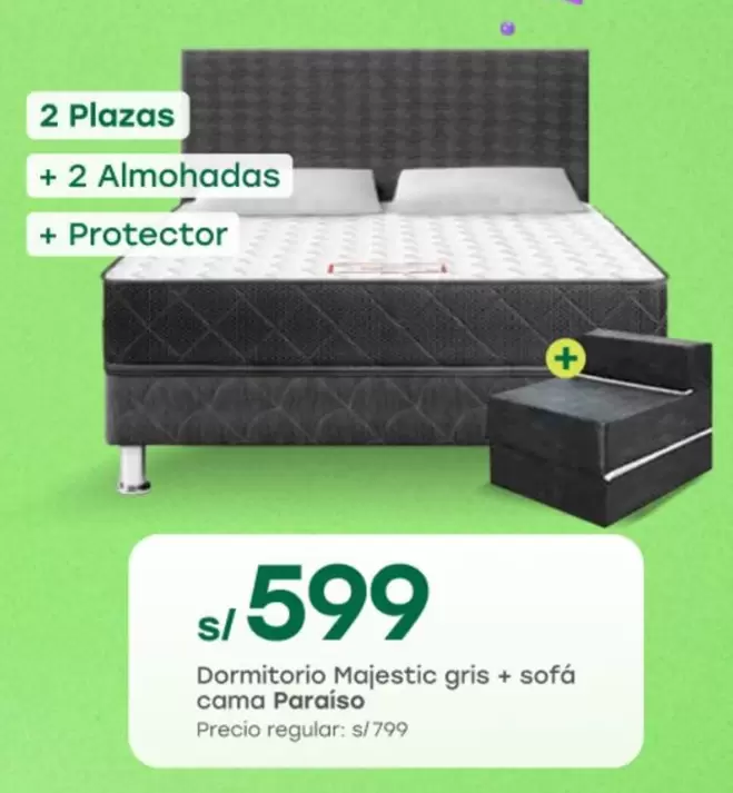 Dormitorio Majestic gris + sofá cama Paraíso