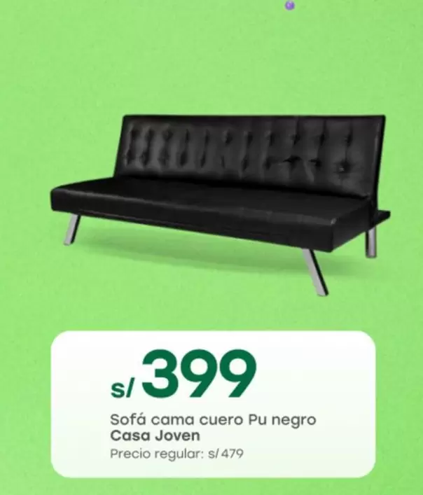 Casa Joven - Sofa cama cuero Pu negro