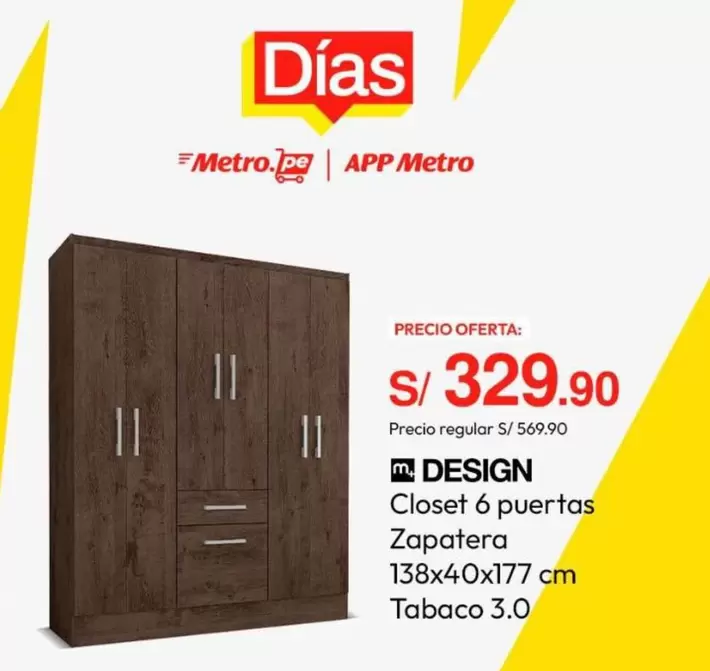 Metro - Closet 6 puertas Zapatera