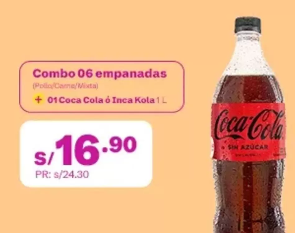 Coca-Cola - Combo 06 empanadas + 01 Coca Cola ó Inca Kola