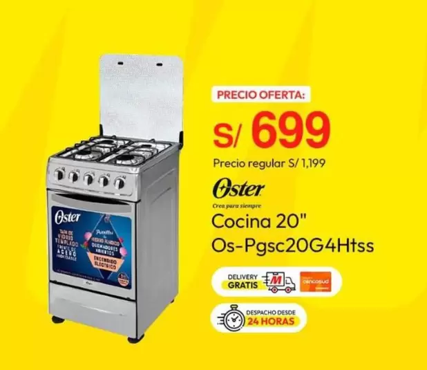Oster - Cocina 20" Os-Pgsc20G4Htss