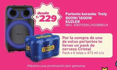 Cristal - Parlante karaoke Troly 800W/1600W