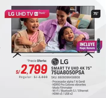 Lg - SMART TV UHD 4K 75" 75UA8050PSA