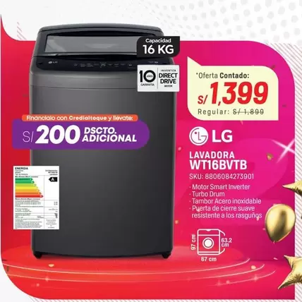 Lg - LAVADORA WT16BVTB