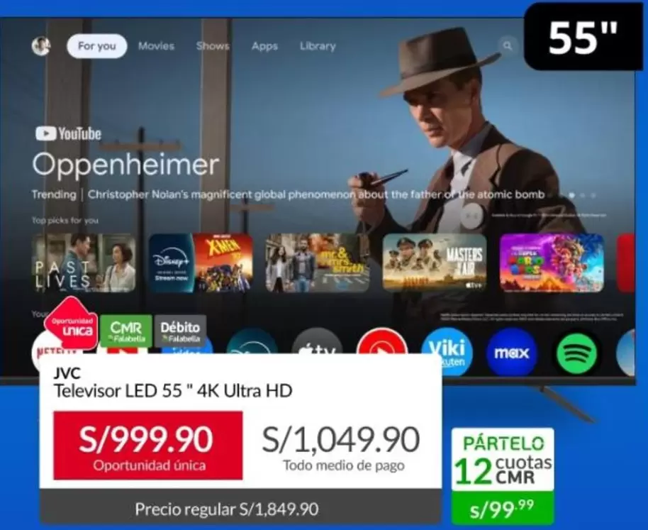 JVC - Televisor LED 55" 4K Ultra HD