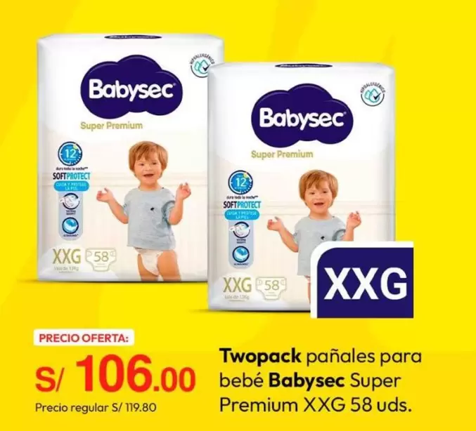 Babysec - pañales para bebé Super Premium XXG 58 uds