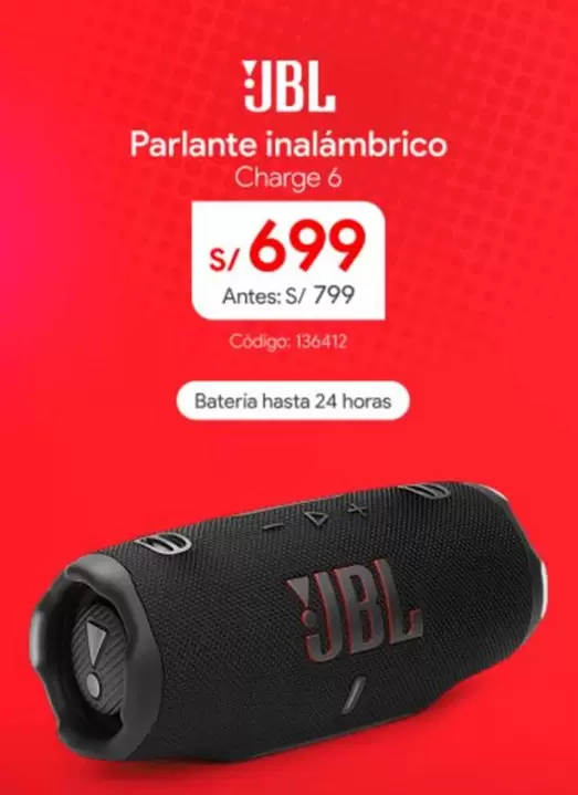 JBL - Parlante inalámbrico Charge 6
