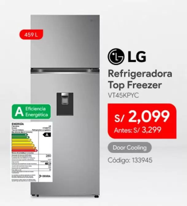 Lg - Refrigeradora Top Freezer VT45KPYC