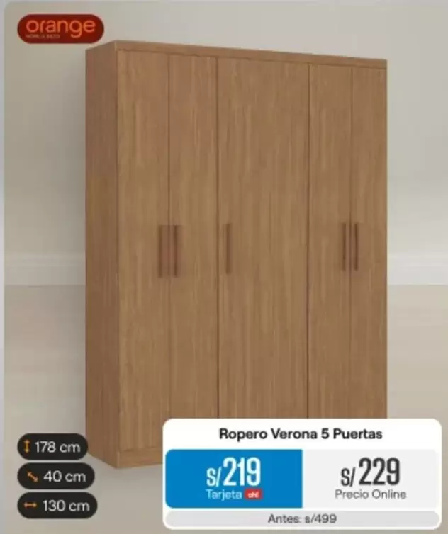 Orange - Ropero Verona 5 Puertas