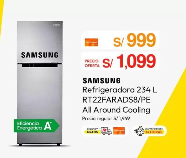 Samsung - Refrigeradora 234 L RT22FARADS8/PE All Around Cooling