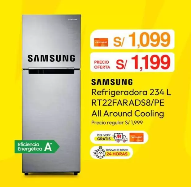 Samsung - Refrigeradora 234 L RT22FARADS8/PE All Around Cooling