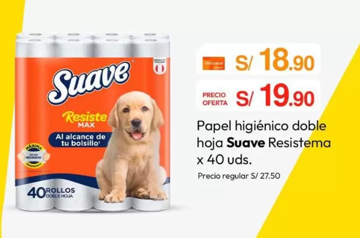 Suave - Papel higiénico doble hoja Resistema