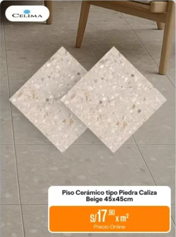Piso Cerámico tipo Piedra Caliza