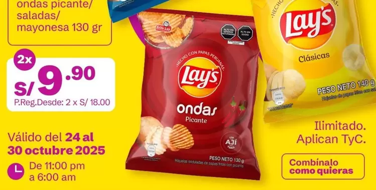 Lay's - ondas picante/ saladas/ mayonesa
