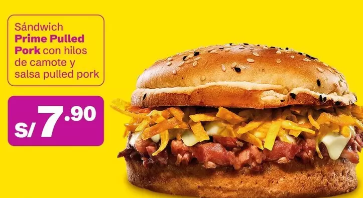 Prime Pulled Pork con hilos de camote y salsa pulled pork