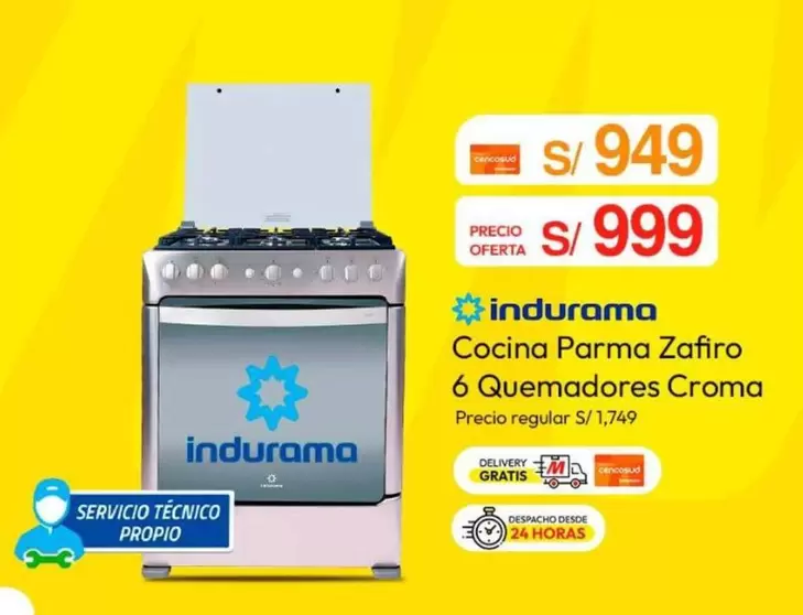 Indurama - Cocina Parma Zafiro 6 Quemadores Croma