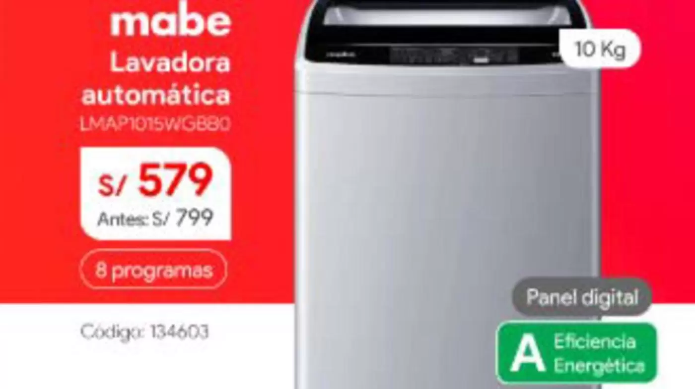 Mabe - Lavadora automática LMAP1015WG880