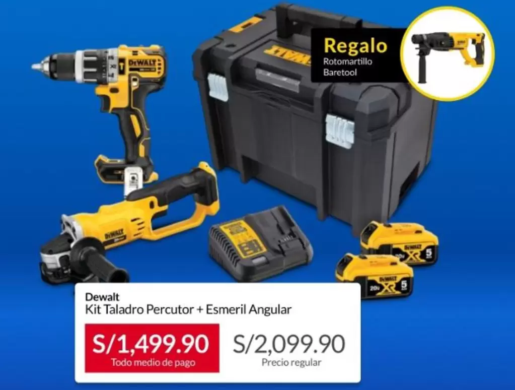 DeWalt - Kit Taladro Percutor Esmeril Angular