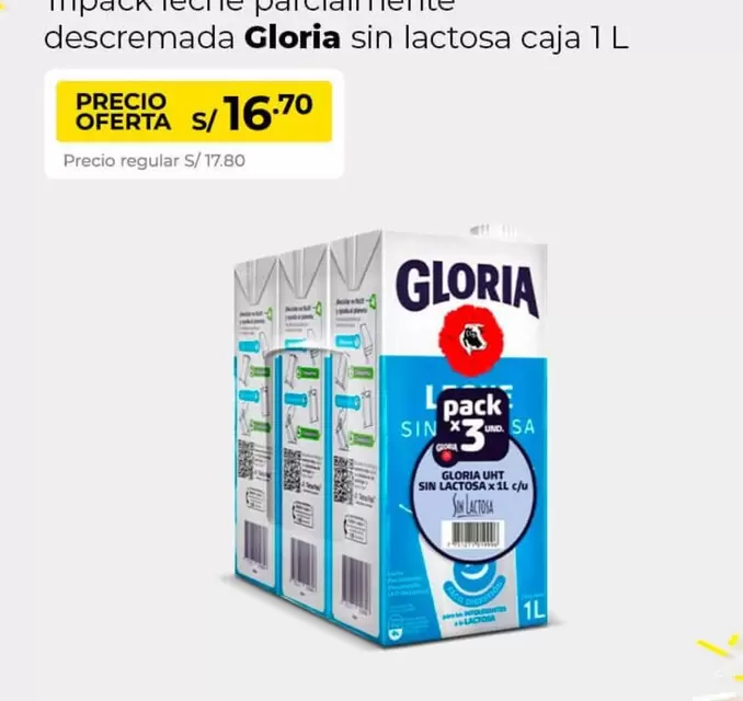 Gloria - Leche Parcialmente Descremada Sin Lactosa Caja