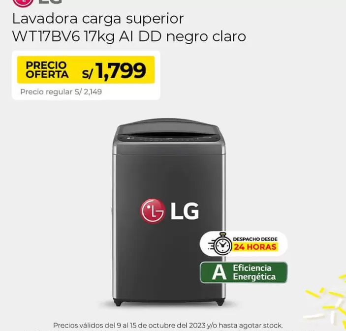 Lg - WT17BV6 17kg Al DD negro claro
