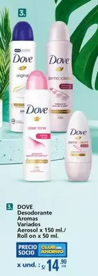 Dove - Desodorante Aromas Variados Aerosol x 150 ml./ Roll on x 50 ml.