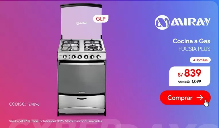 Miray - Cocina a Gas FUCSIA PLUS