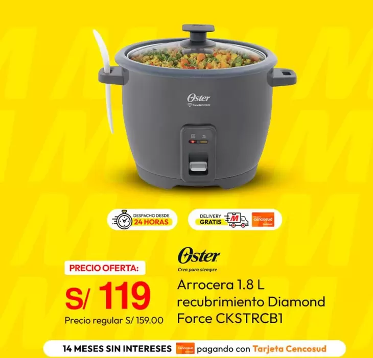 Oster - Arrocera 1.8 L recubrimiento Diamond Force CKSTRCB1