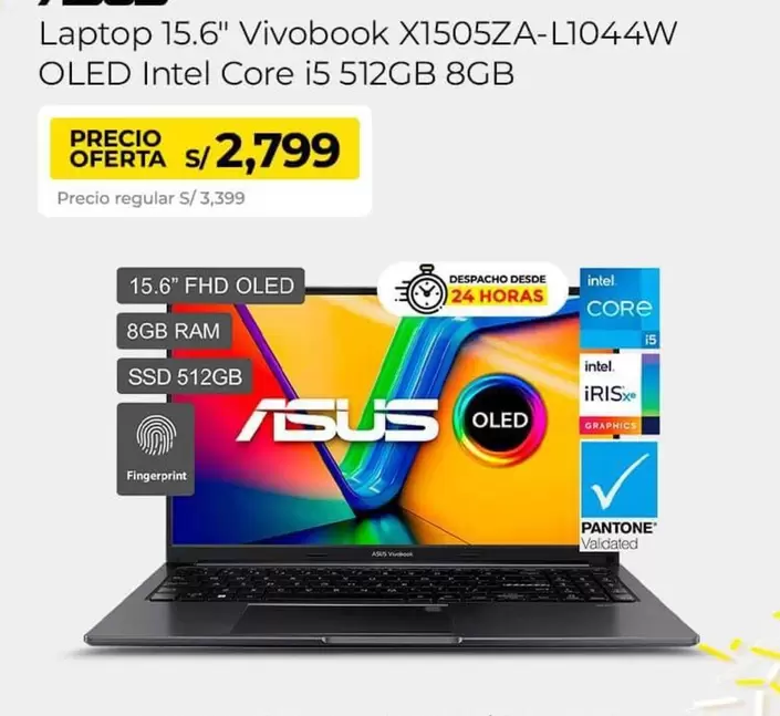 Asus - 15.6" Vivobook X1505ZA-L1044W OLED Intel Core i5 512GB 8GB