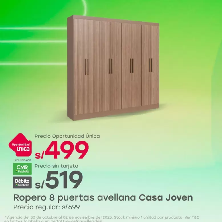 Tottus - Ropero 8 puertas avellana Casa Joven