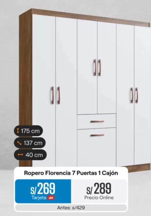 Ropero Florencia 7 Puertas 1 Cajón
