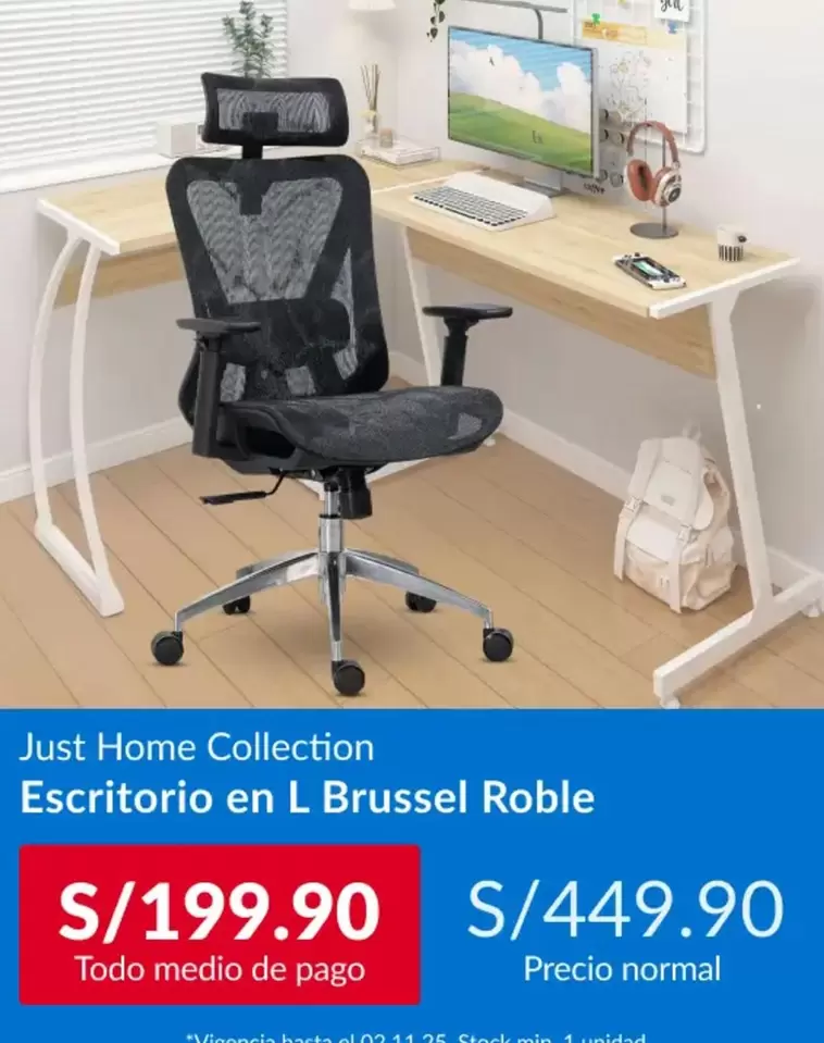 Escritorio en L Brussel Roble