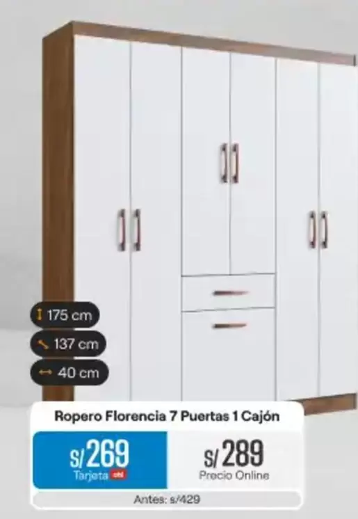 Ropero Florencia 7 Puertas 1 Cajón