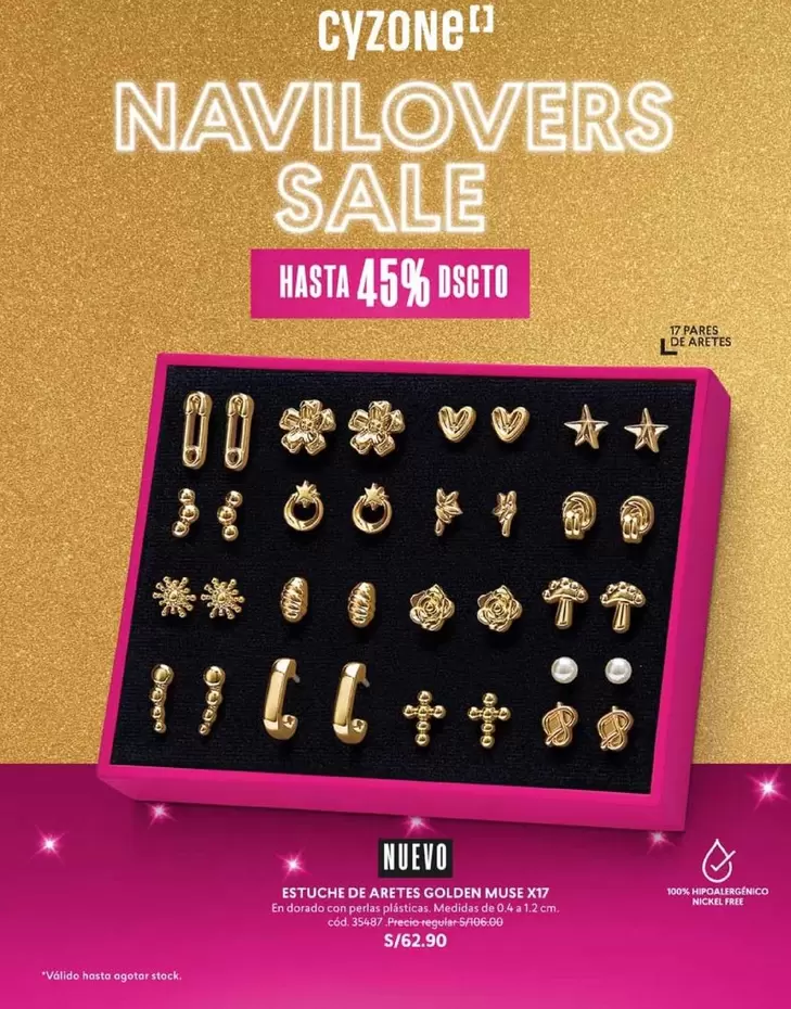 Dorado - SETUCHE DE ARETES GOLDEN MUSE X17