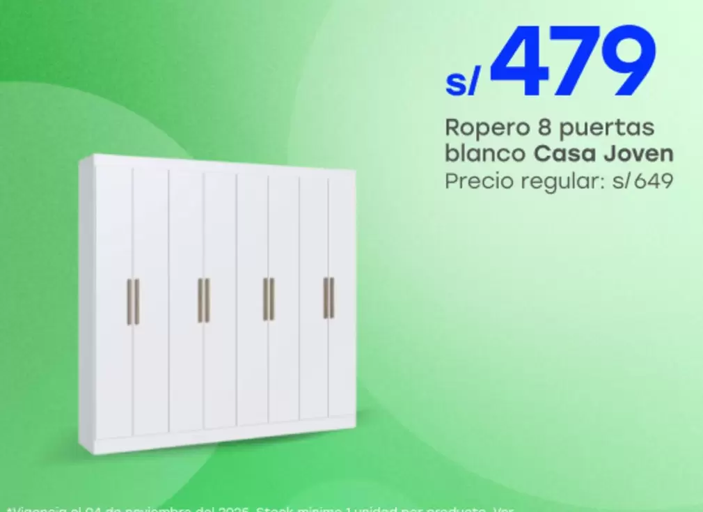 Casa Joven - Ropero 8 puertas blanco