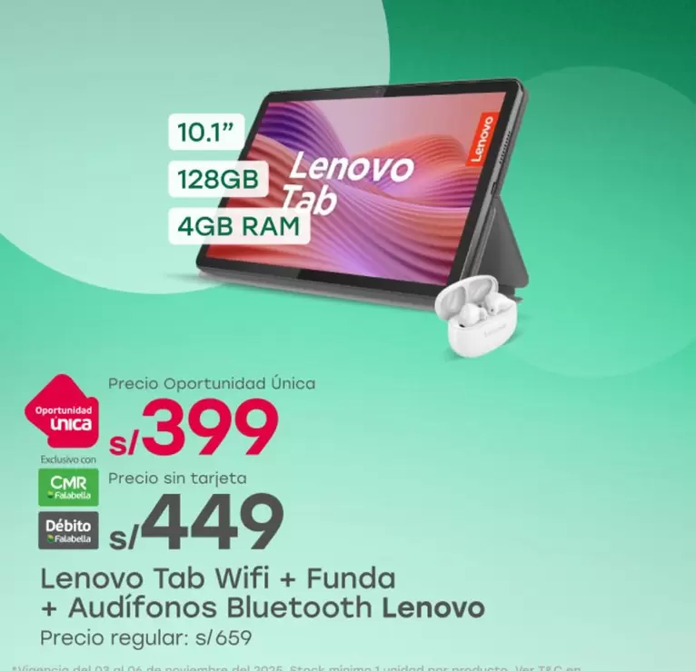 Lenovo - Tab Wifi + Funda + Audífonos Bluetooth