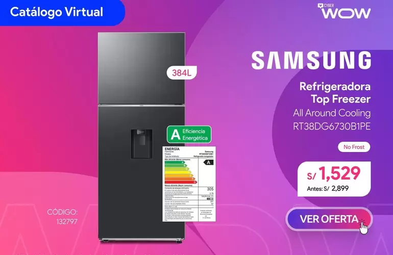 Samsung - Refrigeradora Top Freezer RT38DG6730B1PE