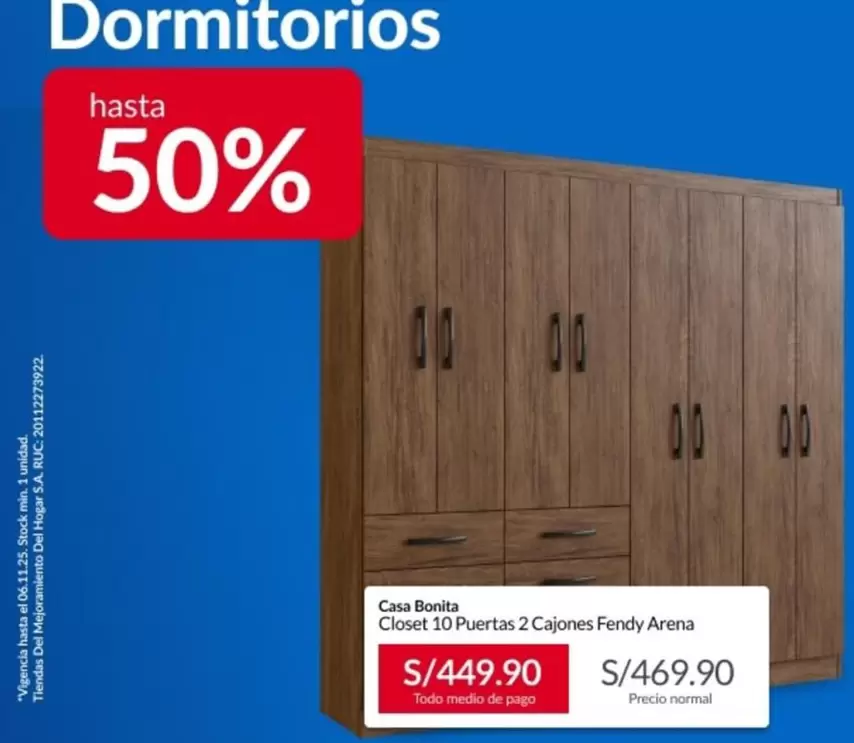 Closet 10 Puertas 2 Cajones Fendy Arena