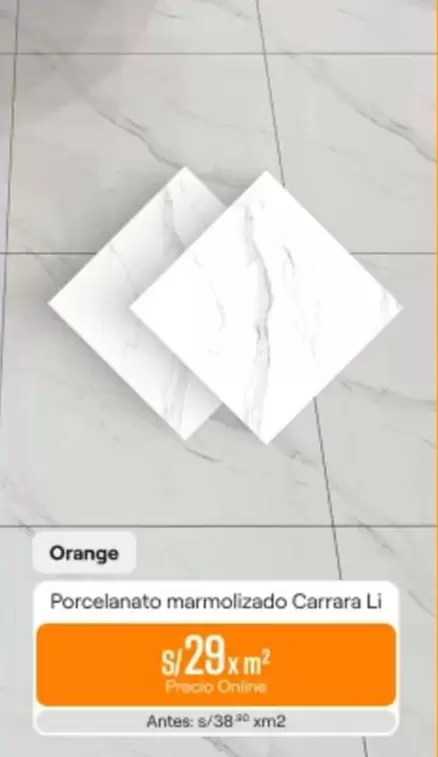 Orange - Porcelanato marmolizado Carrara Li
