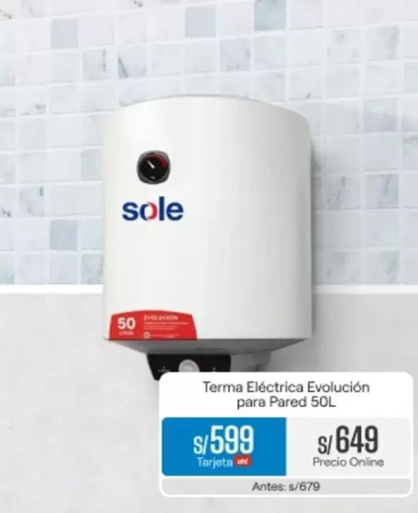 Sole - Terma Eléctrica Evolución para Pared 50L